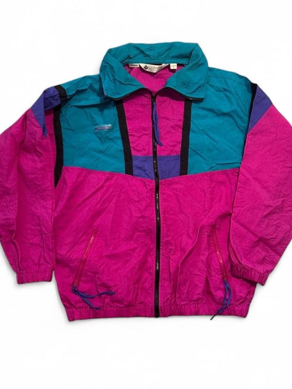 Columbia Women's Teal, Magenta & Purple Colorblock Windbreaker Jacket